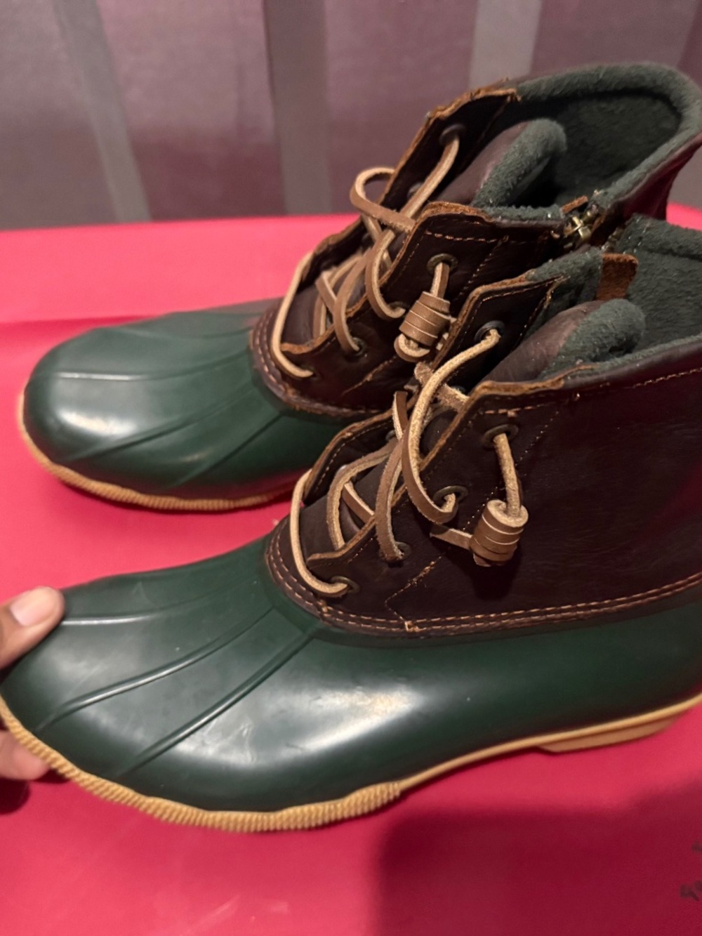 Sperry Men's Green and Brown Boots Size 8